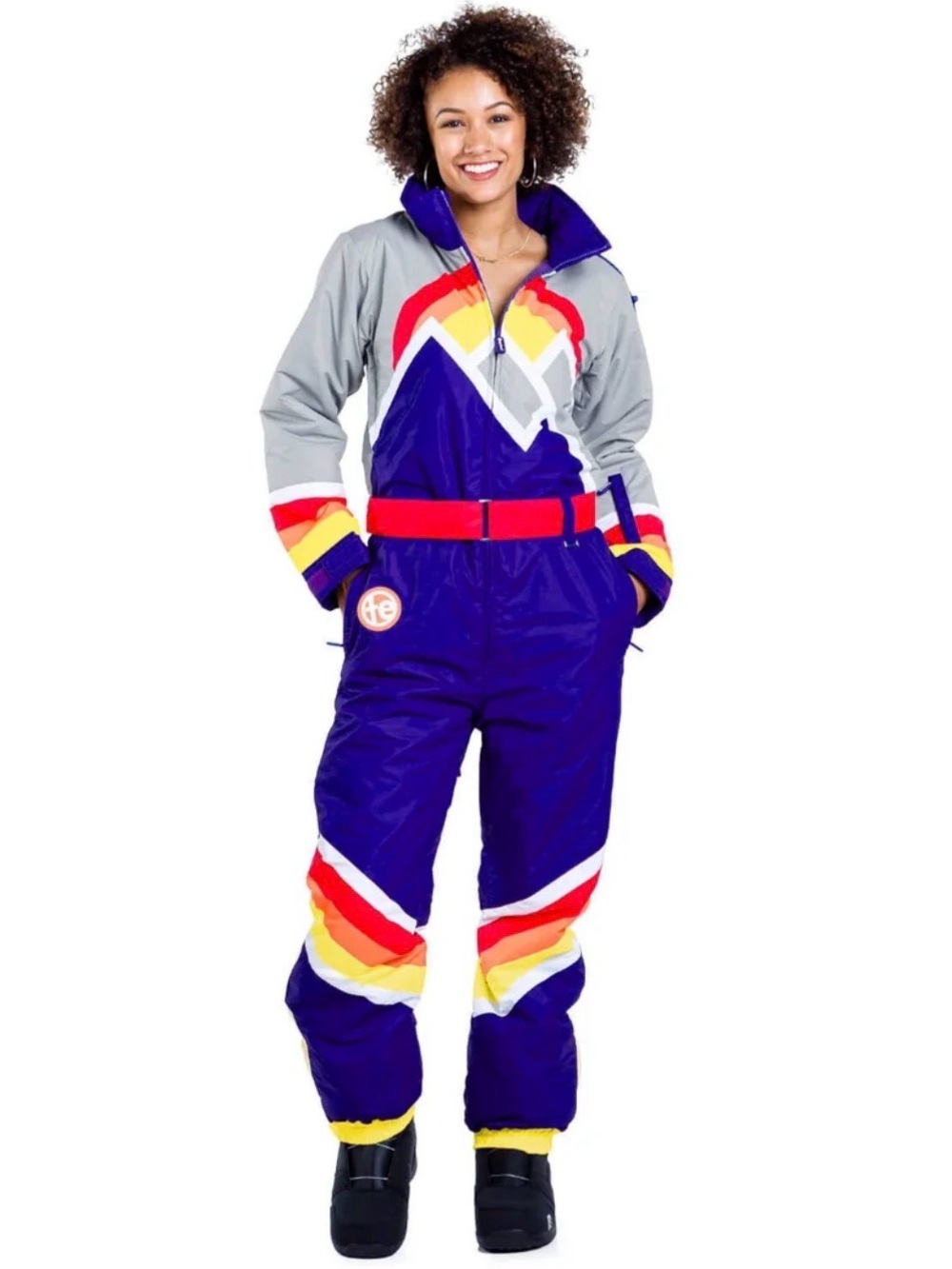 Tipsy Elves Ski Snowsuit Jumpsuit with Retro Mountain Theme - Small